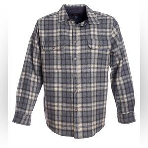 Woolly Vintage Men’s Check Wool Shirt long sleeve in Grey/cream black size XL
